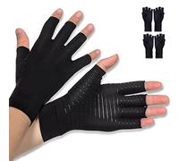 Donfri 2 Paia Guanti per artrosi alle mani con rame, guanti artrite guanti senza dita guanti compressione artrite reumatoide mani，per donne e uomini, sollievo dal dolore e termici (XL)