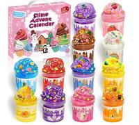 DONFYZ Calendario Avvento Slime 2025 Fluffy Butter Slime Set Calendario Avvento dei Giocattoli Slime per le Vacanze 24 Giorni di Calendario Natalizio a Sorpresa Slime Kit Regali di Compleanno