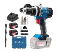 Dong Cheng trapano percussione a batteria 20V 120 Nm, trapano avvitatore batteria con 2x4,0 Ah, motore brushless, 24+3 Coppie, mandrino da 13 mm, 2 velocità, per forare,/avvitare, forare a percussione