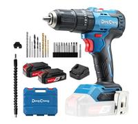 Dong Cheng Trapano Percussione a Batteria 20V 50 Nm, 2x2,0Ah, brushless | Per avvitare, forare e forare con percussione, mandrino13mm, 20 livelli di coppia, 2 velocità, per legno, metallo e muratura