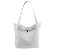 Dongawin Borsa tote in velluto a coste da donna grande borsa a tracolla con cerniera e tasche per università, scuola, lavoro, viaggi, shopping., Grigio, inch