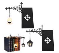 Dongcill 2 lampade da libreria, déco Halloween, lanterna vintage | Lampada da libreria retrò a lanterna, illuminazione decorativa, regalo per amanti dei libri