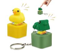 Dongcill 2 Pezzi Portachiavi Anti-Stress Anatra & Rana - Giocattoli Fidget con Luci e Verso - Per Ridurre Stress, Ansia e Migliorare la Concentrazione