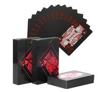 Dongcill Carte da Gioco Impermeabili in Plastica,Mazzi di Carte da Gioco | Carte Poker Plastificate,Carte da PokerProfessionali,Rosso e Nero,Premium Plastic Waterproof Playing Cards per Gioco di Carte