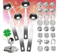 Dongcill Set di 28 Pezzi per versare Stagno, 24 Personaggi Pesanti e 4 cucchiai, Set di versare Il Capodanno, Capodanno, Il Gioco di Festa della divinazione, Felice Anno Nuovo con Stelle