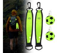 Dongcill Set LED Luci Intermittenti per Zaino - Ciondolo Riflettente di Sicurezza Impermeabile a Forma di Pallone da Calcio, Accessorio Lucente Riflettente per Zaino, Corsa