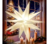 Dongcill Stella Natale LED Luminosa,40 cm Stella Pieghevole Appendere | Glow Luminosa 3D,Resistente Alle Intemperie,Decorazione del Giardino,Soggiorno, Decorazione Natalizia,Giallo Caldo