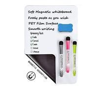 Dongda Lavagna Magnetica Frigo, A4 Foglio Magnetico Lavagne Bianche Cancellabile, Magnetico Frigorifero Lavagna Calamitata Morbida Per Frigorifero e Superfici Metalliche, 1 Magneti + 3 Penna
