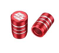DONGDONG 4 Pezzi Auto Cappucci delle Valvole per Suzuki Celerio II 2014-2021, Metallo Tappi per Valvole Pneumatici Cappucci Parapolvere,Red