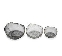 Dongger 3 ciotole per insalata di vetro di forma irregolare Phnom Penh vetro frutta dessert ciotole per feste di catering, grigio