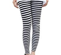 dongguan Leggings NUEEUDD 1 Pezzo Donna Leggings alla Caviglia Leggings Skinny a Righe Orizzontali Neri Bianchi