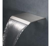 DongJunDi Bocca per Vasca in Ottone Massiccio, Bocca per Vasca a Cascata da 7,8 Pollici, Montaggio a Parete, Rubinetto per Lavandino, Finito Spazzolato Nichel, Colore Metallico