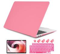 Dongke A1932 - Cover rigida opaca satinata per MacBook Air da 13 pollici con display Retina, compatibile con Touch ID, Air da 13 pollici Rosa Hibiscus
