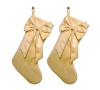 DONGKER Calze di Natale con Fiocco, 2 Pezzi 17,7 Pollici Calza Natalizie da Appendere, Sacchetti Regalo per Albero di Natale, per la Mensola del Camino, Decorazione Natalizia per la Famiglia