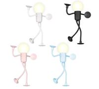 DONGKER Luce Notturna Sportiva, 2/4 Pezzi Luci Notturna a Forma di Simpatico Omino Divertente con Ventosa, Lampada Notte Fai Da Te per Decorazioni Camera da Letto San Valentino Pasqua