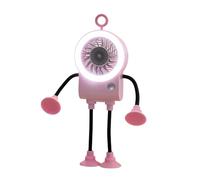 DONGKER - Mini ventilatore da tavolo USB, con 5 velocità, personale, ricaricabile, divertente, a forma mutevole, con ventose e supporto per telefono, luce notturna a LED, display della batteria, per