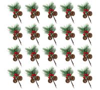 DONGKER Rami di Natale Artificiali, 20 Pezzi Aghi di Pino con Bacche Pigne Piccole, Bastoncini Floreali per Decorazione Ghirlande Natalizie Fai da Te, Decorazioni per la Casa e Le Feste