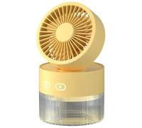 DONGKER Ventilatore Umidificatore, 2 in 1 Ventola Nebulizzatore Ricaricabile a 2 Velocità con Luce Notturna, Ventilatori Raffreddamento per Auto da Viaggio Tende da Esterno Camera da Letto