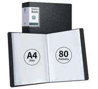 DONGLI 2 Pezzi Portalistino A4, Portalistini Display Book con 80 Buste Trasparenti(Nero)