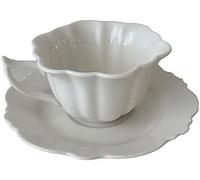 DONGLING Tazza da caffè 100 ml Tazza moderna in ceramica a forma di petalo Tazza da caffè e piattino da ufficio Set Tazza da tè al latte Coppia di compleanno Amico Tazza regalo Tazza da caffè