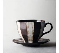 DONGLING Tazza da caffè Set di tazze da caffè e piattino in gres a righe classiche Tazza da tè for la casa Tazza da caffè in stile retrò