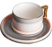 DONGLING Tazza da caffè Set di tazze e piattini con bordo dorato in ceramica dipinta a mano Tazze da caffè appese di piccola capacità Tazza for caffè istantaneo