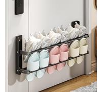 DongMaple Scarpiera espandibile 37-67 cm, Organizer per Scarpe in Metallo a 2 Ripiani, Scarpiera da Parete, Scaffale Pieghevole Salvaspazio per Camper e Ingresso, Nero