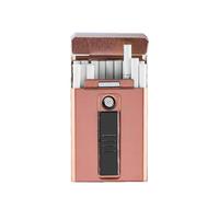 DONGSHUAI Scatola Portasigarette in Metallo con Accendino Elettronico USB Portatile al Plasma Accendino al Tungsteno Supporto Impermeabile 20 Pezzi di Sigarette Sottili,Rosa