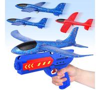 DONGSZQ Aereo Polistirolo con Pistola Catapulta, 4 Pezzi Aereo Giocattolo, Aereo in Schiuma Giocattolo Giochi Giardino Esterno, Aliante Aeroplano Schiuma Giochi Bambini 3-8 anni
