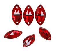 DONGZHOU Strass da cucire con retro piatto, 18 x 9 mm, pietra da cucito a forma di navette, con fori, accessori per abbigliamento, scarpe, indumenti, artigianato fai da te, Siam