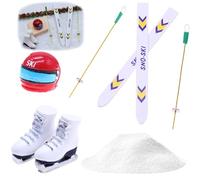 DONGZQAN Accessori per Gnomi di Natale, Set di Slitta per Gnomi, Sci Miniatura con Bastoni da Sci, Decorazione per Slitta, Decorazioni Natalizie per Bambini