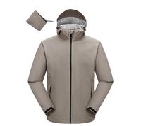 donhobo Giacca impermeabile da uomo, traspirante, per uomo, impermeabile, leggera, pieghevole, per attività all'aperto, ciclismo, pioggia, con cappuccio, grigio., XXL