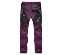 Donhobo Pantaloni da donna con fodera in pile, invernali, antivento, caldi, in softshell, ispessiti, idrorepellenti, per attività all'aperto, pantaloni funzionali, viola, L