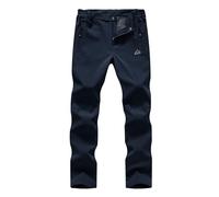 donhobo Pantaloni da trekking da donna, impermeabili, antivento, con calda imbottitura, colore blu marino, S