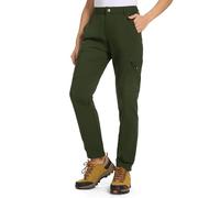 donhobo Pantaloni da trekking da donna, leggeri, traspiranti, impermeabili, ad asciugatura rapida, elasticizzati, per attività all'aria aperta, protezione UV, pantaloni funzionali con 6 tasche, verde