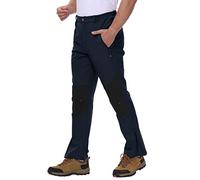 donhobo Pantaloni da trekking da uomo, impermeabili, in softshell, antivento, con calda imbottitura, invernali, da trekking, da sci, Blu marino, W38