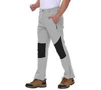 donhobo Pantaloni da trekking da uomo, impermeabili, in softshell, antivento, con calda imbottitura, invernali, da trekking, da sci, grigio chiaro, 42