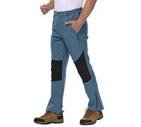 donhobo Pantaloni da trekking da uomo, impermeabili, in softshell, antivento, con calda imbottitura, invernali, da trekking, da sci, grigio/blu, 42
