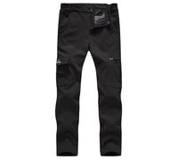 donhobo Pantaloni sportivi da donna, impermeabili, in softshell antivento, con imbottitura in pile, per autunno e inverno Nero M