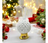 Doni Bomboniere 1 pz Profumatore Pigna Bianca e Oro con Lampada LED Diffussore di Essenza Pigna Natalizia Idea Regalo Famiglia Decorazione Utile Fai da Te Originale (Std.)