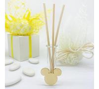Doni Bomboniere 10 Bomboniera profumatore con fiala in Vetro con statuina Applicazione Mickey Mouse Disney di Color Oro. Bomboniera Ideale per Eventi Nascite, Battesimi, Baby Shower, Compleanni