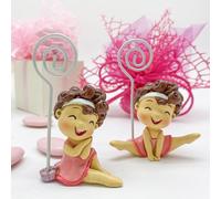 Doni Bomboniere 12 pz. Bomboniere Menoclip ginnasta Femminuccia Regalo esibizione Battesimo Bimba Nascita segnaposto confettata Comunione cresima Ragazza Originali economiche Resina