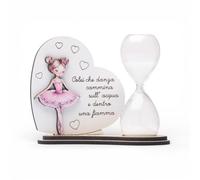 Doni Bomboniere Battesimo 1 pz Clessidra con Sabbia Bianca Primo Compleanno Comunione Ballerina Dentro A Sagoma Forma di Cuore Tutu Rosa E Frase Colei Che Danza Cammina Sull'Acqua Una Fiamma Idee