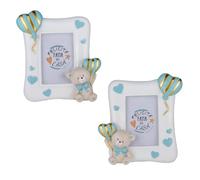 Doni Bomboniere Battesimo 1 pz Cornice Portafoto Maschietto con Tenero Primo Compleanno Orsetto Palloncino tra Le Mani Lo Stesso Ãˆ Collocato All'Angolo Idee Regalo Complete Originali Economiche