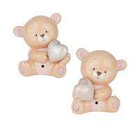 Doni Bomboniere Battesimo 1 pz Lampada LED A Forma di Orsetto con Cuoricino tra Le Mani Destra O Sinistra Assortito in Due Modelli Idee Regalo Complete Originali Economiche