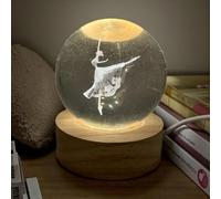 Doni Bomboniere Battesimo 1 pz Lampada LED A Sfera in Vetro con Base in Legno Comunione Cresima Compleanno Immagine di Ballerina Idee Regalo Modulo LED Luce Complete Originali Economiche