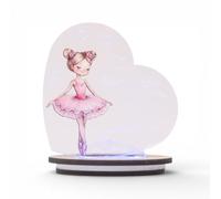 Doni Bomboniere Battesimo 1 pz Lampada LED con Cuore E Primo Compleanno Comunione Dolce Ballerina sulle Punte Tutu Rosa Idee Regalo Complete Originali Economiche