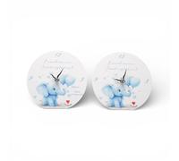 Doni Bomboniere Battesimo 1 pz Orologio Celeste Personalizzabile con Tenero Elefantino Palloncini A Forma di Cuore nella Proboscide Idee Regalo Complete Originali Economiche