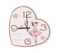 Doni Bomboniere Battesimo 1 pz Orologio da Parete A Forma Primo Compleanno Comunione di Cuore con Ballerina Tutu Rosa E Fiocco Frase La Danza Ãˆ Una Poesia Idee Regalo Complete Originali Economiche