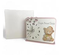 Doni Bomboniere Battesimo 1 pz Orologio Rosa con Tenero Orsetto Cuoricini E Parole Sogni Amore Gioia Idee Regalo Complete Originali Economiche